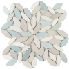 Picture of Tesoro - Ocean Stones Sliced Mosaic White, Green, Tan Sliced Flower