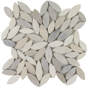 Picture of Tesoro - Ocean Stones Sliced Mosaic White, Tan, Grey Sliced Flower