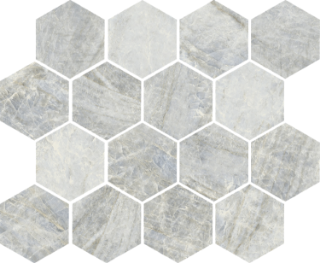Picture of Tesoro - Oyster Hexagon Mosaic Lagoon Blue