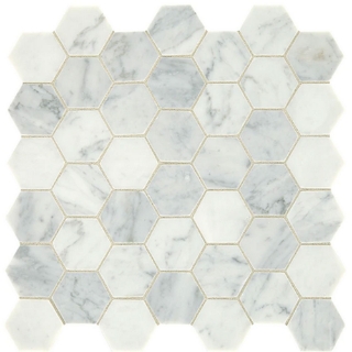 Picture of Daltile - Marble 2 Hex Mosaics Honed Carrara White